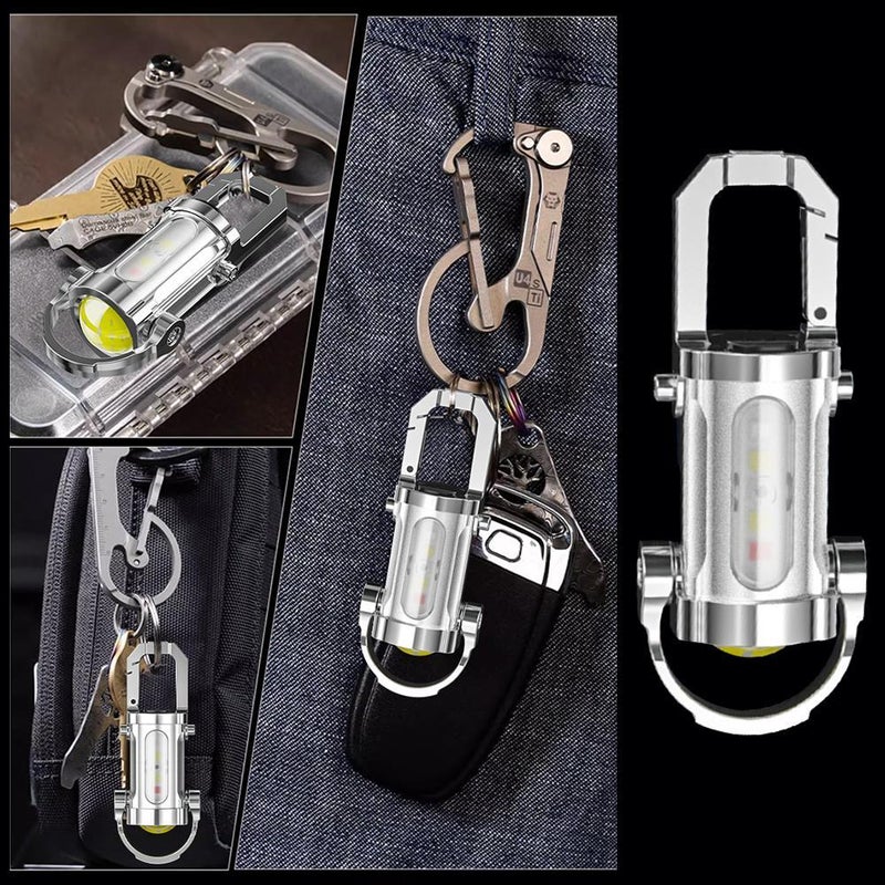 Portable Rechargeable Super Bright Mini Keychain Flashlight - 7 Mode Flashlight with COB side lights, Type-C fast charging, IPX4 Waterproof, Compact Aluminum Alloy Keychain Light (A 1pcs) - Image 5